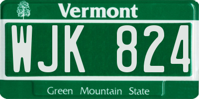 VT license plate WJK824
