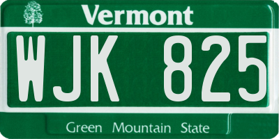 VT license plate WJK825