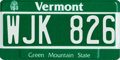 VT license plate WJK826