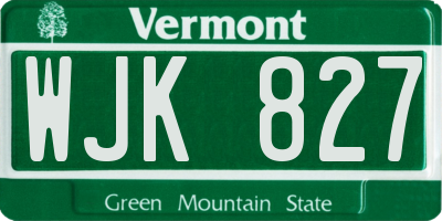 VT license plate WJK827