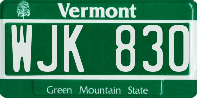 VT license plate WJK830
