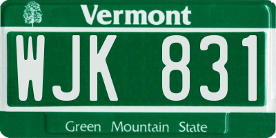 VT license plate WJK831
