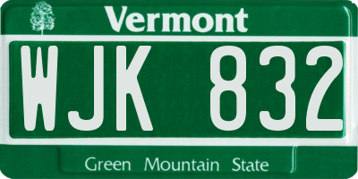 VT license plate WJK832