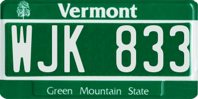 VT license plate WJK833