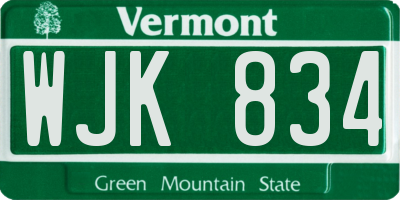 VT license plate WJK834