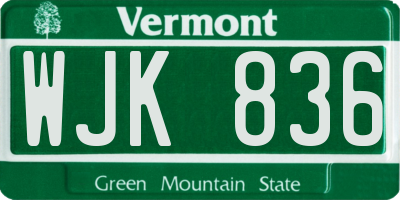 VT license plate WJK836
