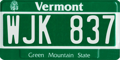 VT license plate WJK837