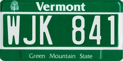 VT license plate WJK841