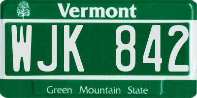 VT license plate WJK842