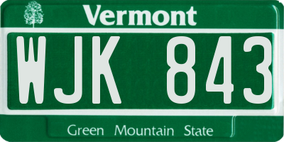 VT license plate WJK843