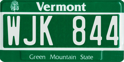 VT license plate WJK844