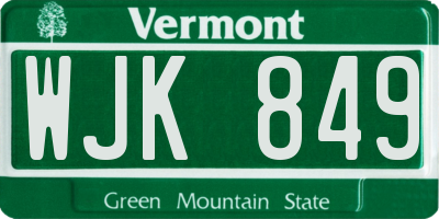 VT license plate WJK849