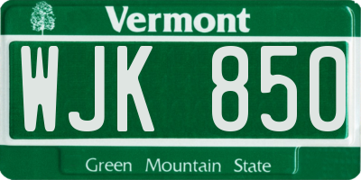 VT license plate WJK850