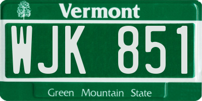 VT license plate WJK851