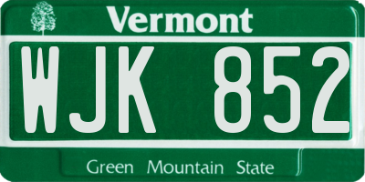 VT license plate WJK852