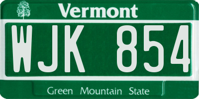 VT license plate WJK854
