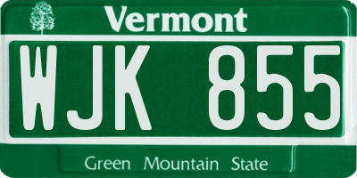 VT license plate WJK855