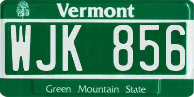 VT license plate WJK856