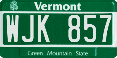 VT license plate WJK857
