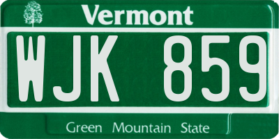 VT license plate WJK859