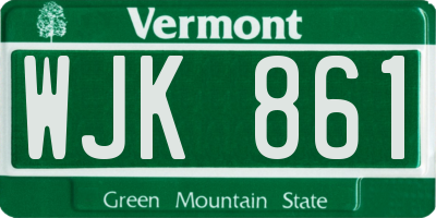 VT license plate WJK861