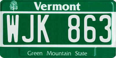 VT license plate WJK863