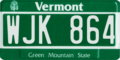 VT license plate WJK864