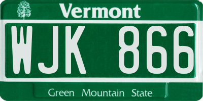 VT license plate WJK866