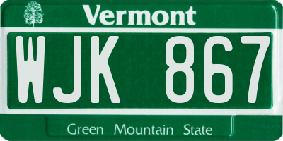 VT license plate WJK867