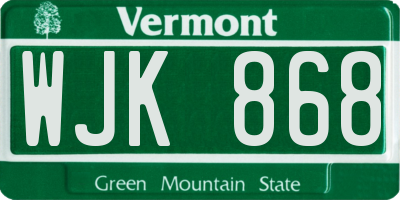 VT license plate WJK868
