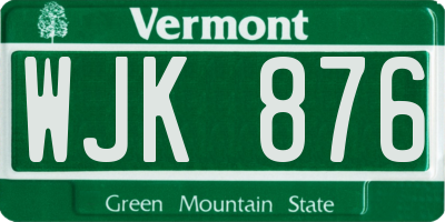 VT license plate WJK876