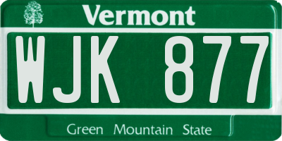VT license plate WJK877