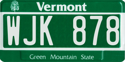 VT license plate WJK878