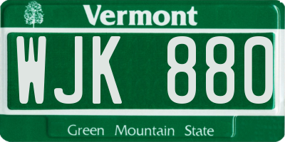 VT license plate WJK880