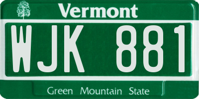 VT license plate WJK881