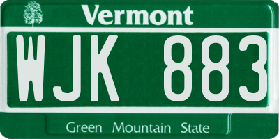 VT license plate WJK883