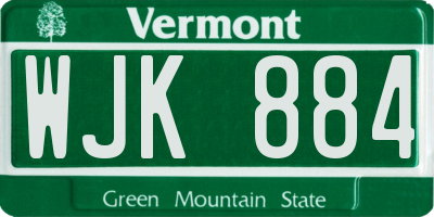 VT license plate WJK884