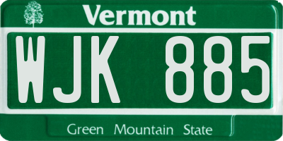 VT license plate WJK885
