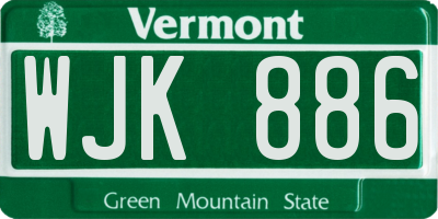 VT license plate WJK886