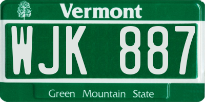 VT license plate WJK887