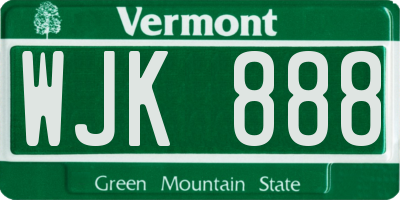 VT license plate WJK888