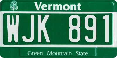 VT license plate WJK891