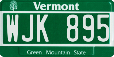 VT license plate WJK895