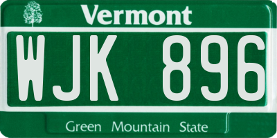 VT license plate WJK896