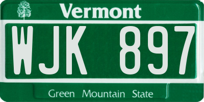 VT license plate WJK897
