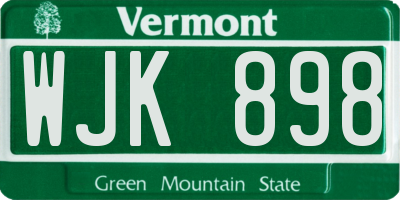 VT license plate WJK898