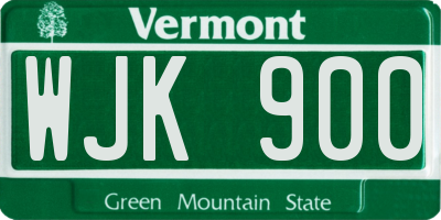 VT license plate WJK900