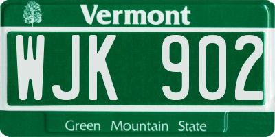 VT license plate WJK902