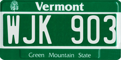 VT license plate WJK903