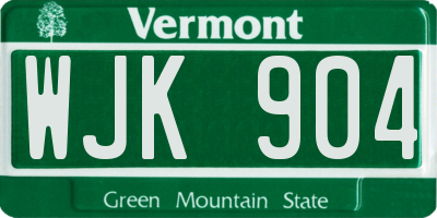 VT license plate WJK904